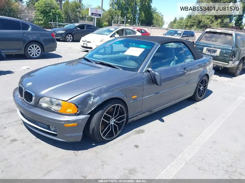 2001 BMW 330Ci VIN: WBABS53401JU81570 Lot: 42773272