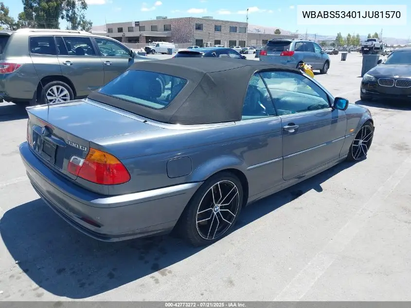 2001 BMW 330Ci VIN: WBABS53401JU81570 Lot: 42773272