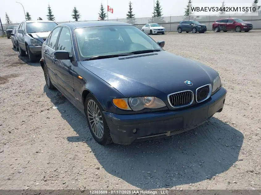 2002 BMW 330 I VIN: WBAEV53442KM15510 Lot: 12353589