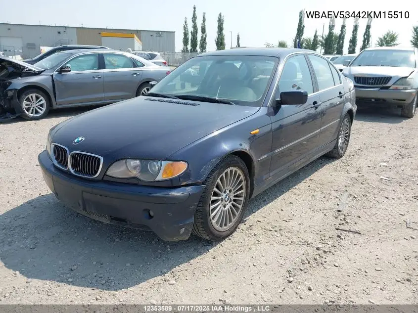 2002 BMW 330 I VIN: WBAEV53442KM15510 Lot: 12353589