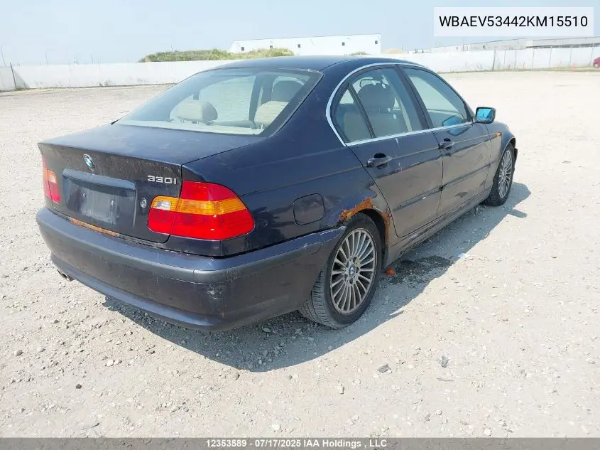 2002 BMW 330 I VIN: WBAEV53442KM15510 Lot: 12353589