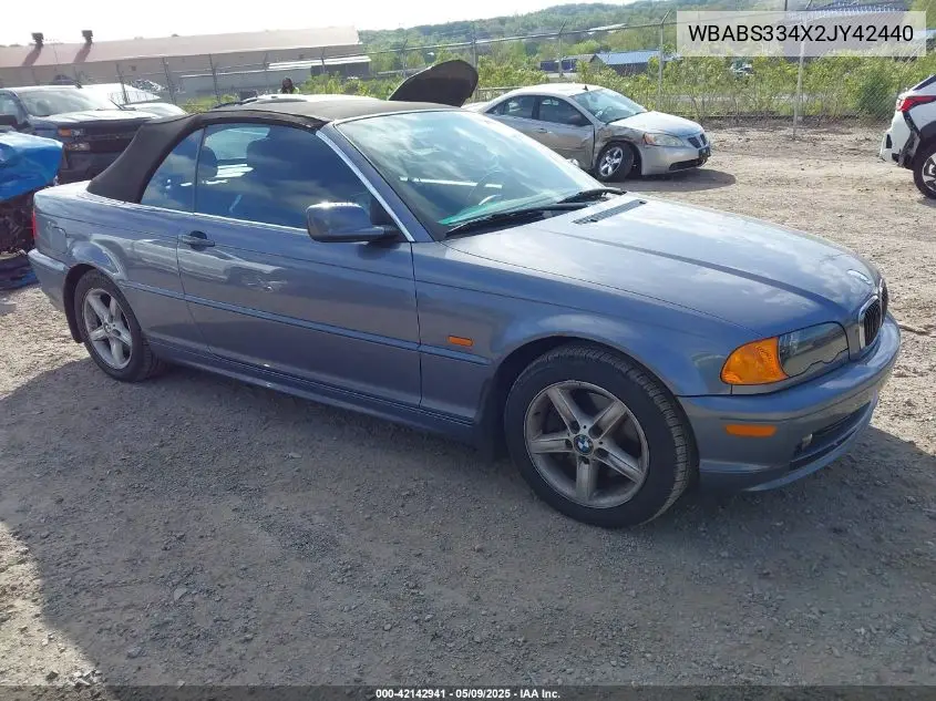 2002 BMW 325Ci VIN: WBABS334X2JY42440 Lot: 42142941