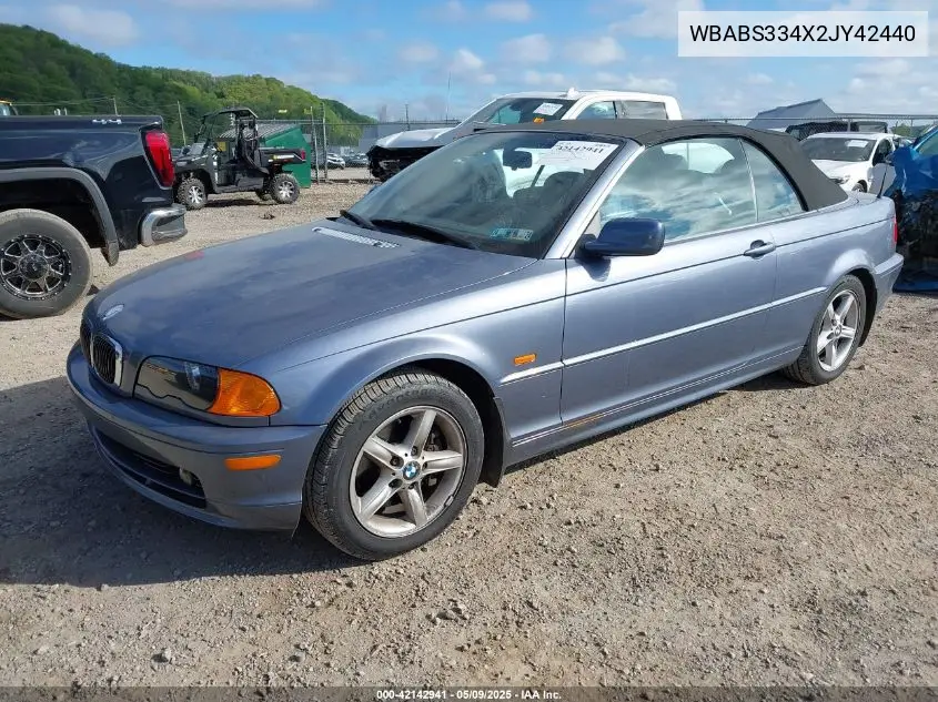 2002 BMW 325Ci VIN: WBABS334X2JY42440 Lot: 42142941