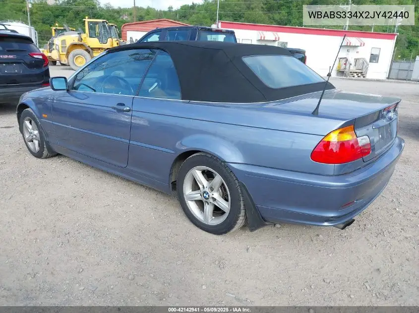2002 BMW 325Ci VIN: WBABS334X2JY42440 Lot: 42142941
