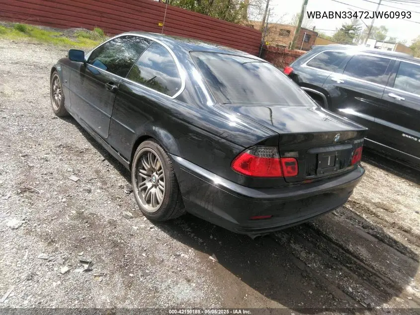 2002 BMW 325Ci VIN: WBABN33472JW60993 Lot: 42190189