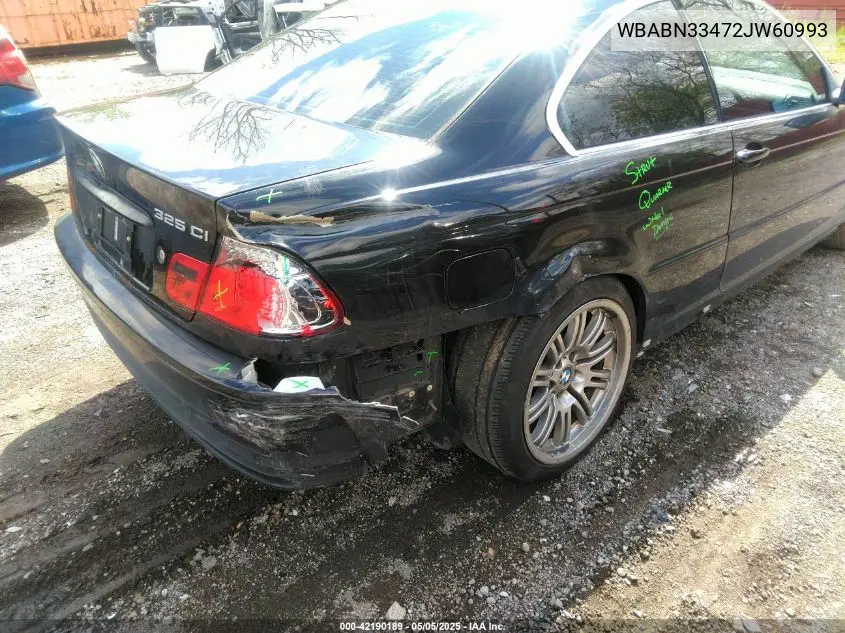 2002 BMW 325Ci VIN: WBABN33472JW60993 Lot: 42190189