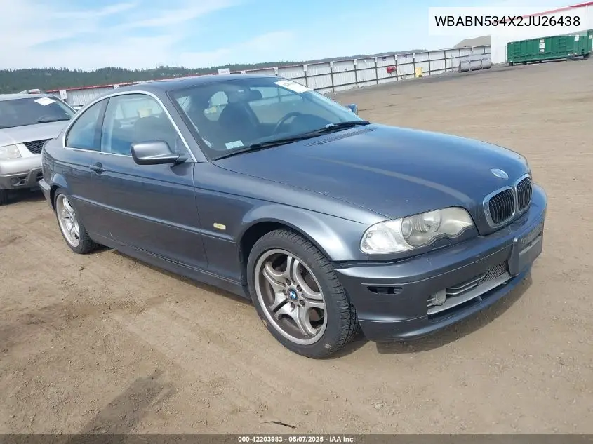 2002 BMW 330Ci VIN: WBABN534X2JU26438 Lot: 42203983