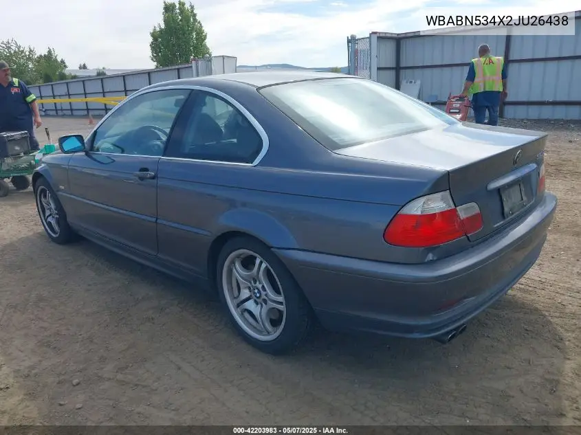 2002 BMW 330Ci VIN: WBABN534X2JU26438 Lot: 42203983