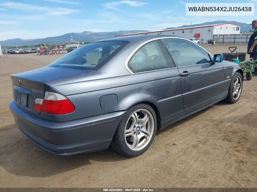 2002 BMW 330Ci VIN: WBABN534X2JU26438 Lot: 42203983