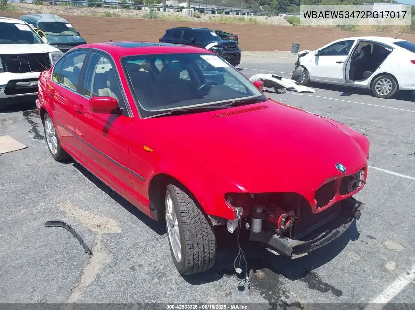2002 BMW 330Xi VIN: WBAEW53472PG17017 Lot: 42533326