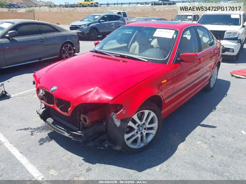 2002 BMW 330Xi VIN: WBAEW53472PG17017 Lot: 42533326