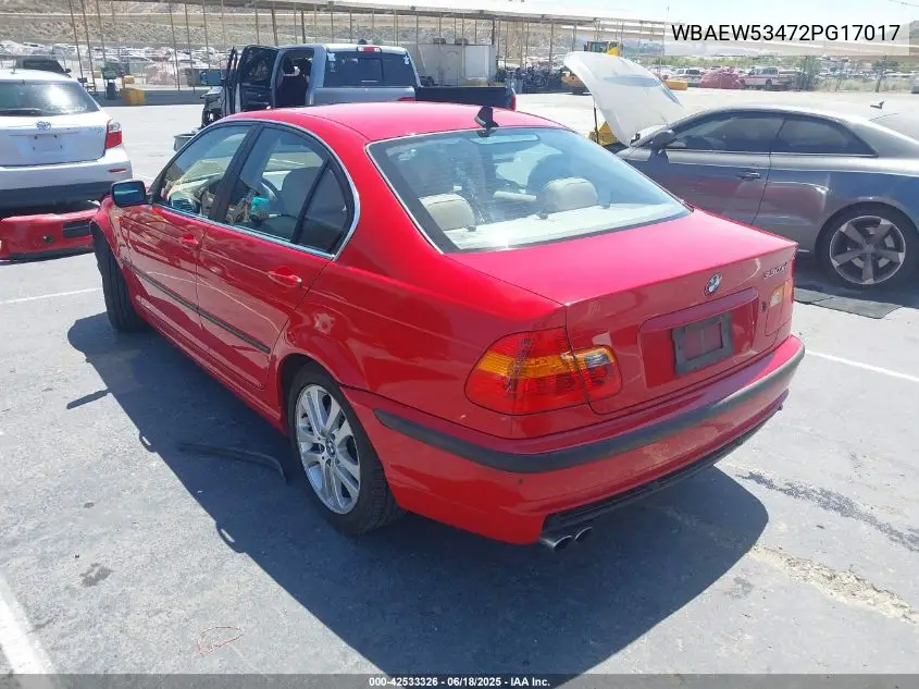2002 BMW 330Xi VIN: WBAEW53472PG17017 Lot: 42533326