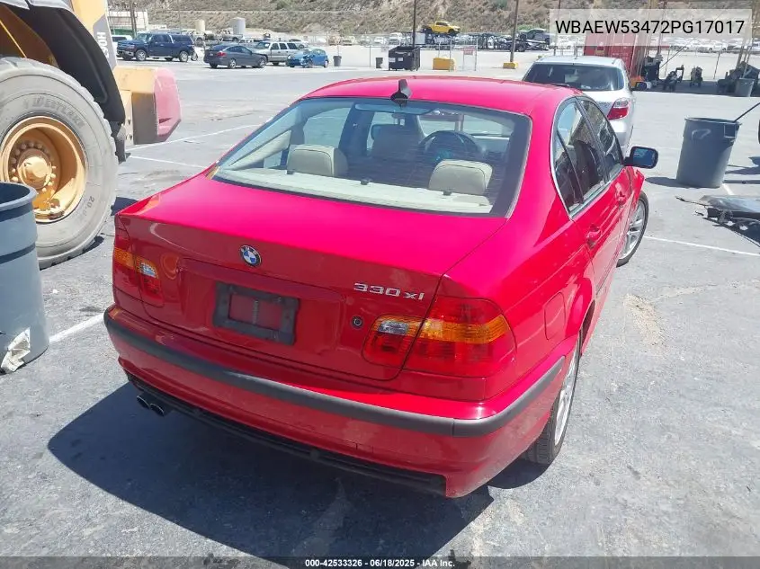2002 BMW 330Xi VIN: WBAEW53472PG17017 Lot: 42533326