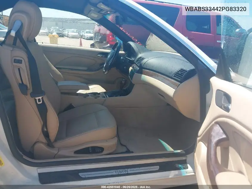 2002 BMW 325Ci VIN: WBABS33442PG83320 Lot: 42551040