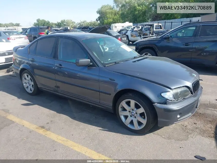2002 BMW 325I VIN: WBAEV33492KL70889 Lot: 42553801