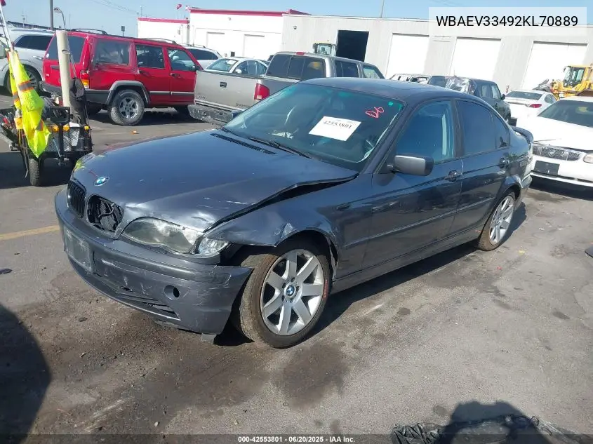 2002 BMW 325I VIN: WBAEV33492KL70889 Lot: 42553801