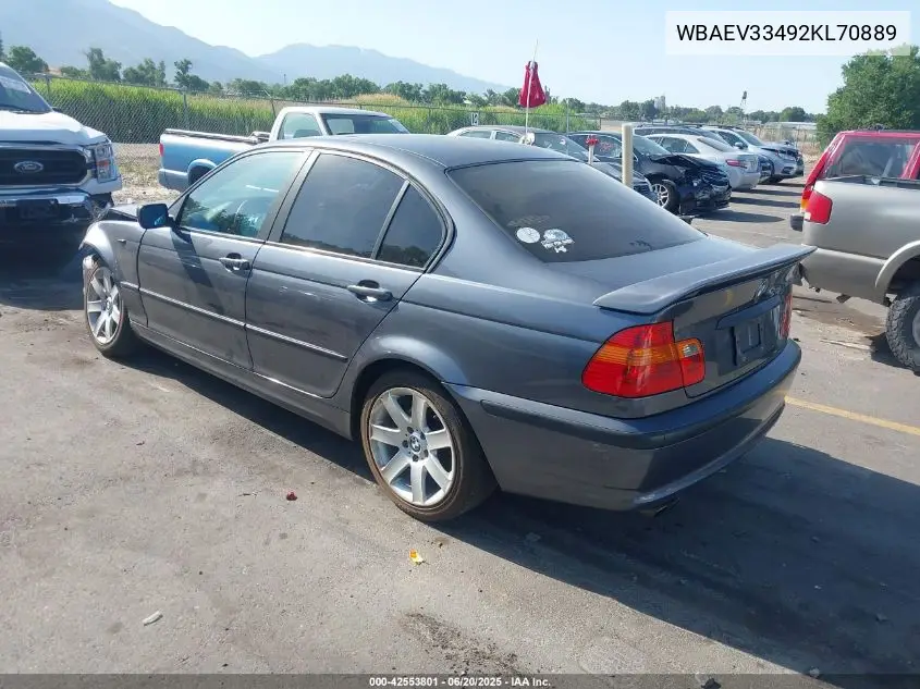 2002 BMW 325I VIN: WBAEV33492KL70889 Lot: 42553801