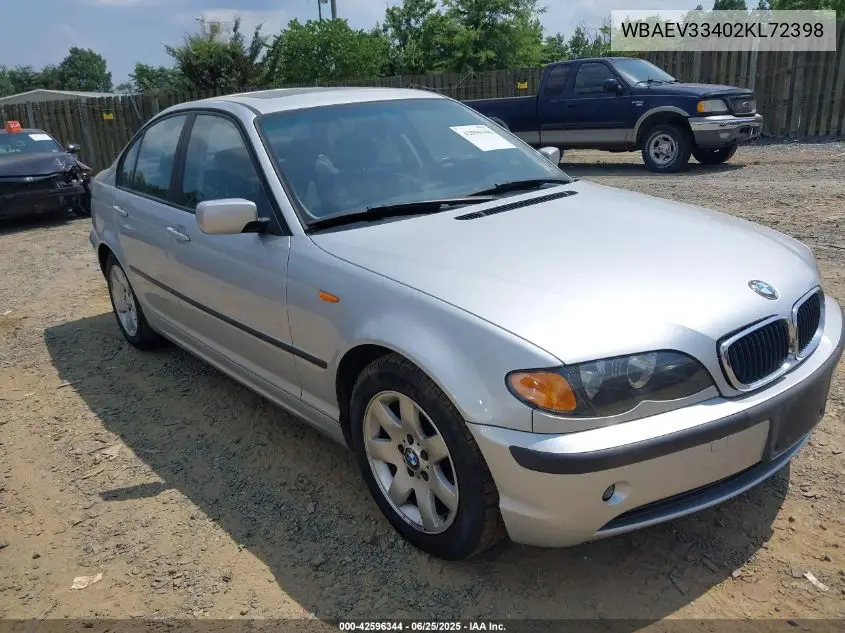 2002 BMW 325I VIN: WBAEV33402KL72398 Lot: 42596344