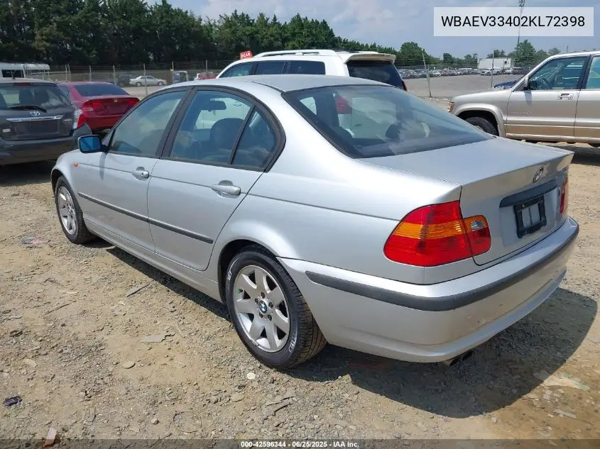 2002 BMW 325I VIN: WBAEV33402KL72398 Lot: 42596344