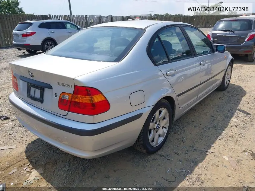 2002 BMW 325I VIN: WBAEV33402KL72398 Lot: 42596344