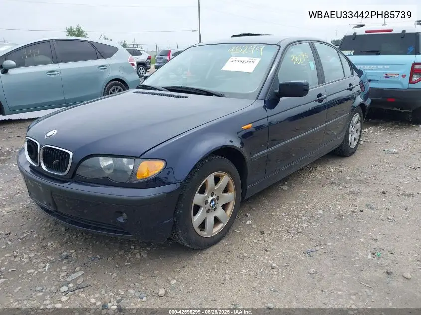 2002 BMW 325Xi VIN: WBAEU33442PH85739 Lot: 42598299