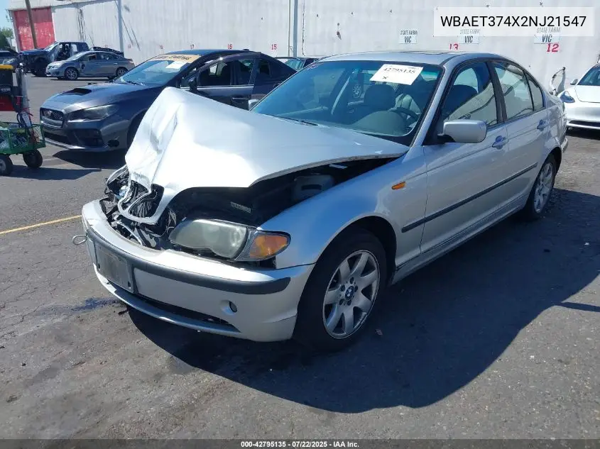 2002 BMW 325I VIN: WBAET374X2NJ21547 Lot: 42795135