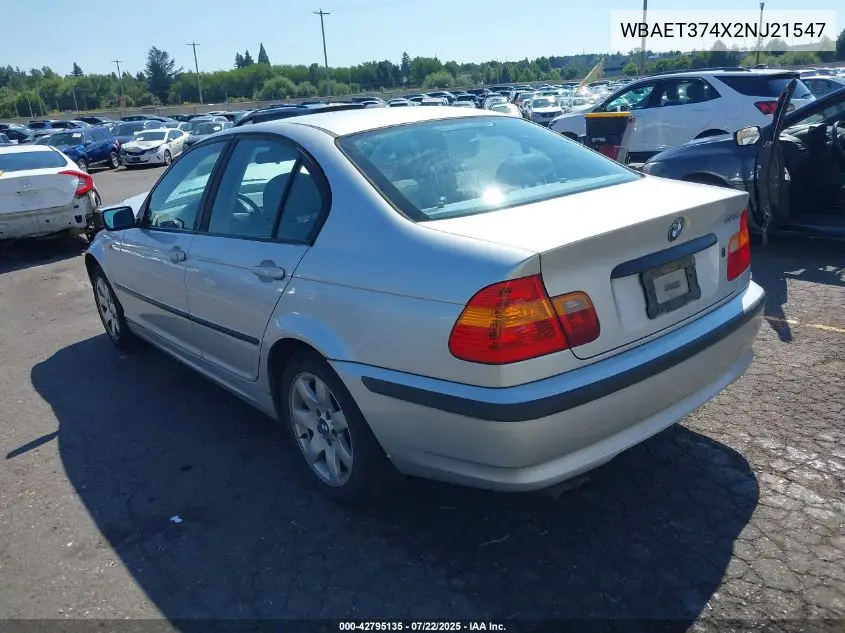 2002 BMW 325I VIN: WBAET374X2NJ21547 Lot: 42795135