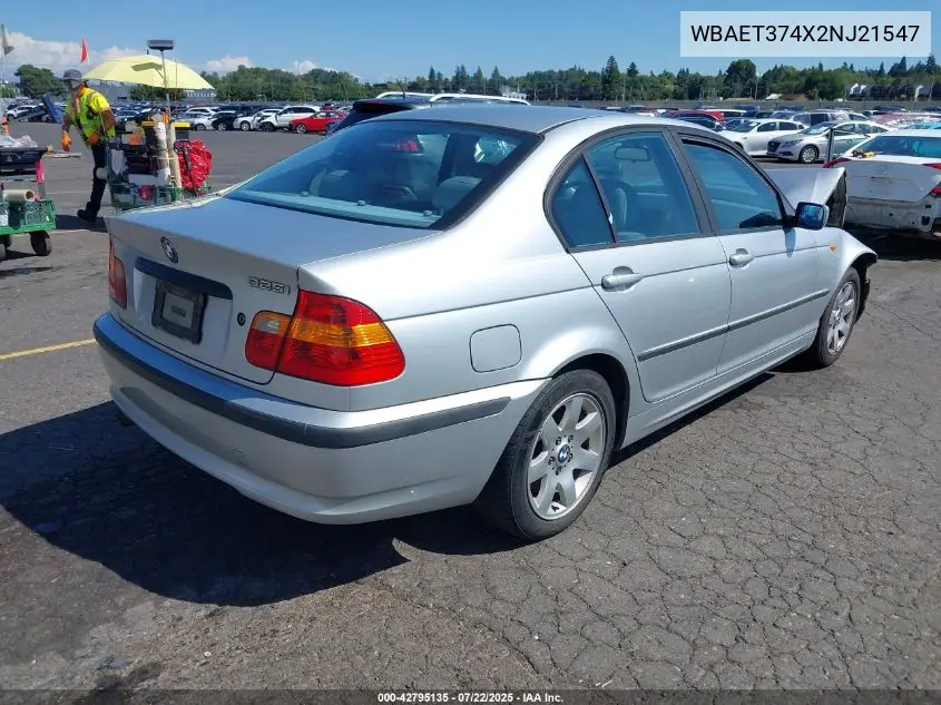 2002 BMW 325I VIN: WBAET374X2NJ21547 Lot: 42795135