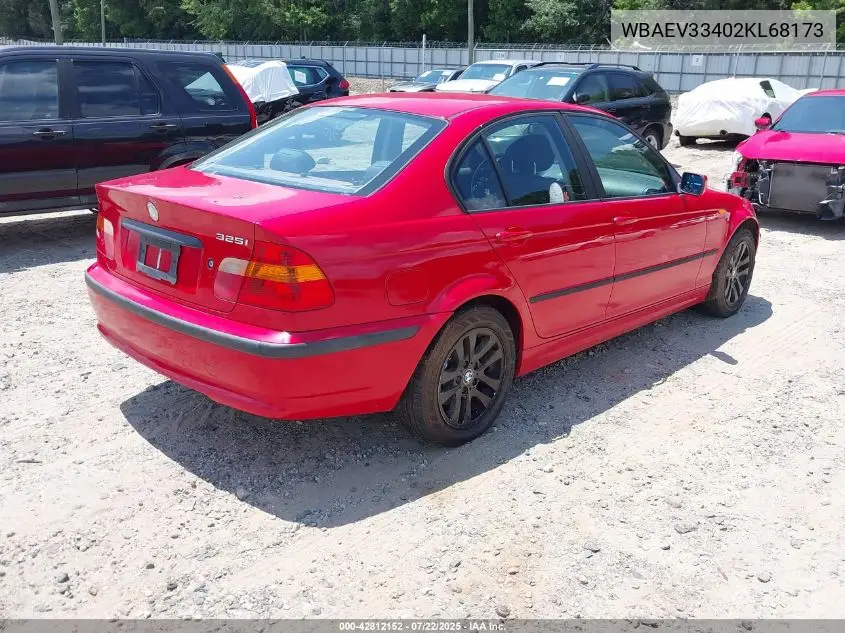 2002 BMW 325I VIN: WBAEV33402KL68173 Lot: 42812152