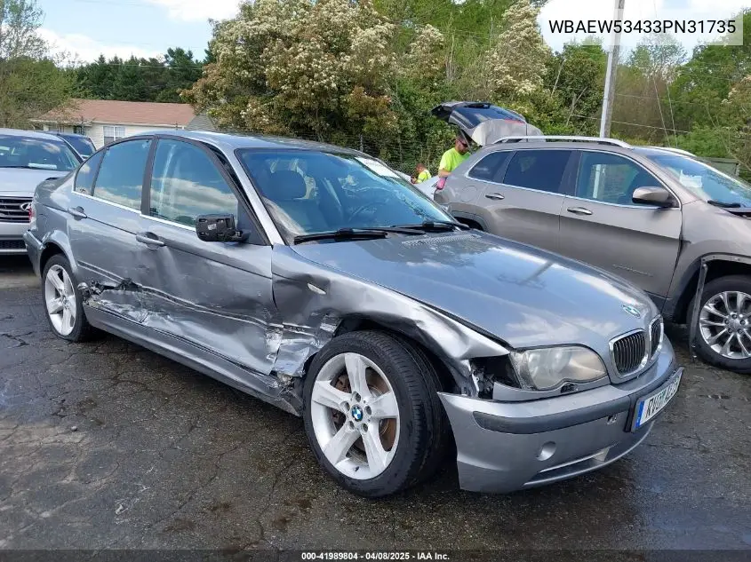 2003 BMW 330Xi VIN: WBAEW53433PN31735 Lot: 41989804
