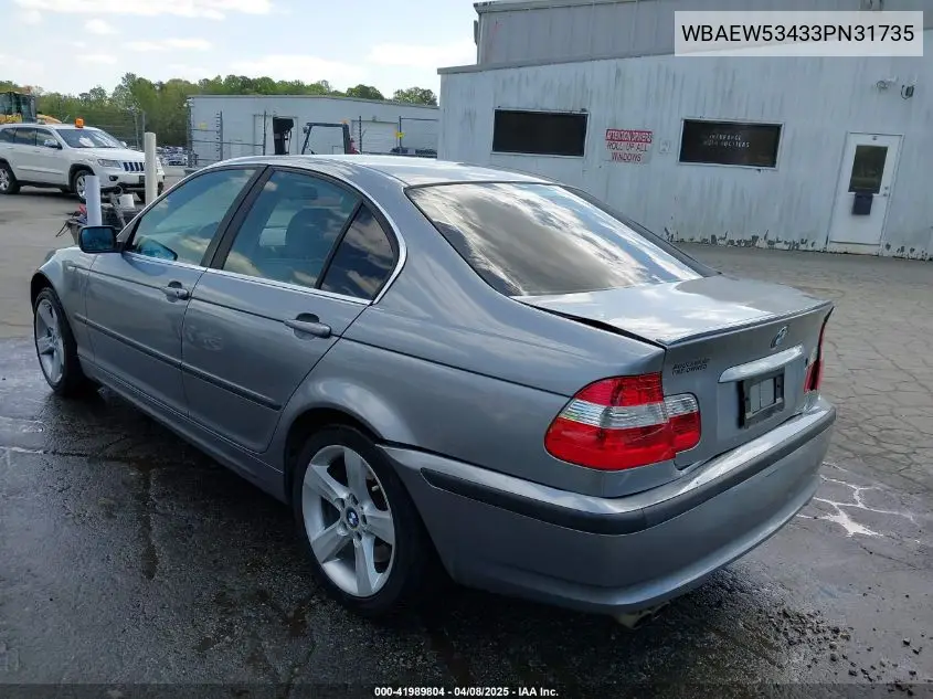 2003 BMW 330Xi VIN: WBAEW53433PN31735 Lot: 41989804