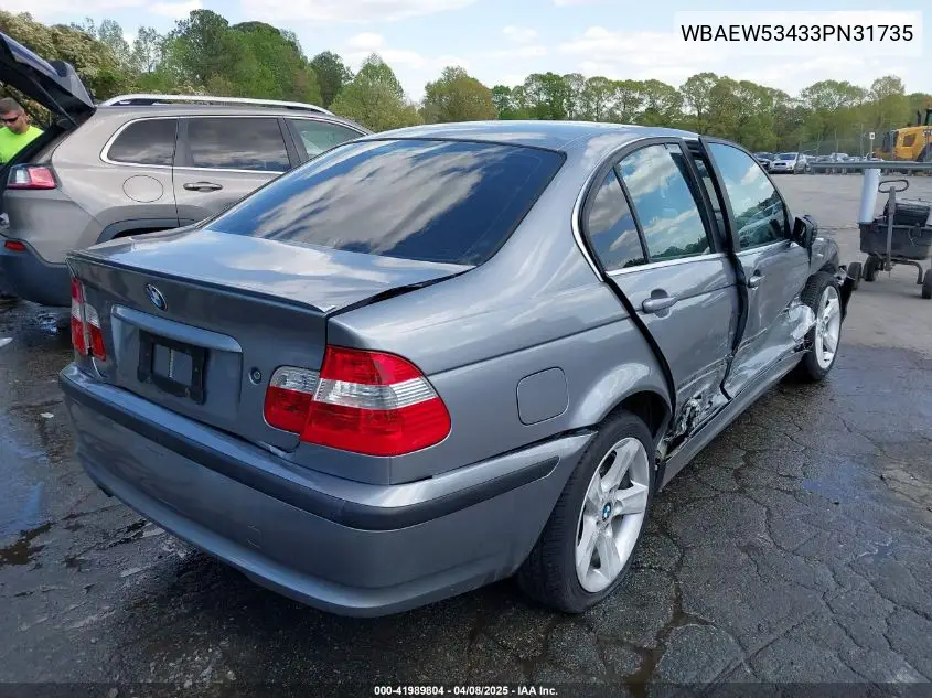 2003 BMW 330Xi VIN: WBAEW53433PN31735 Lot: 41989804