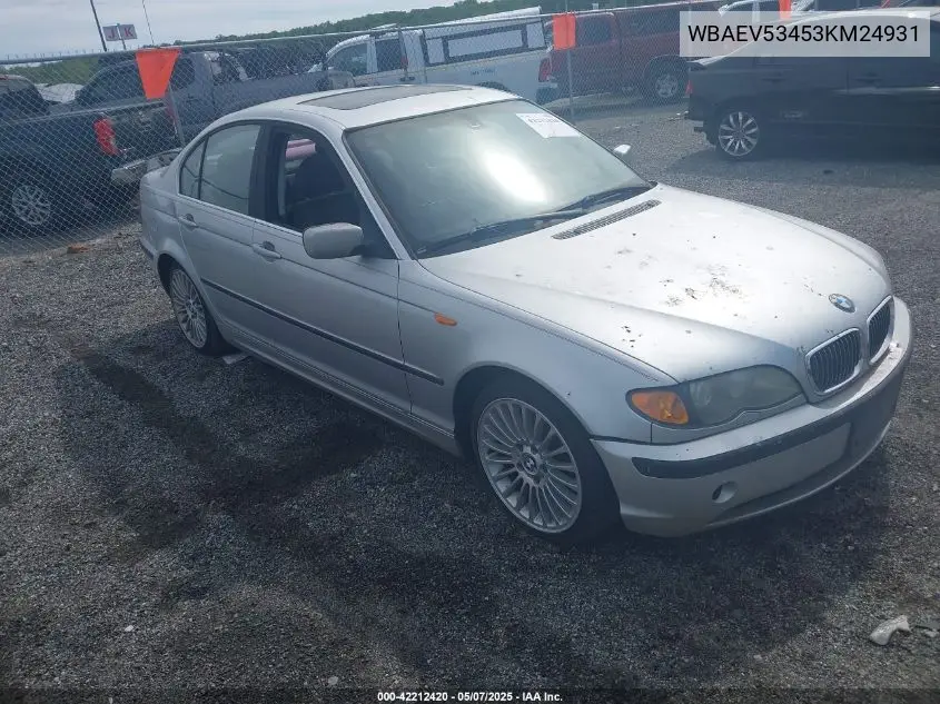 2003 BMW 330I VIN: WBAEV53453KM24931 Lot: 42212420