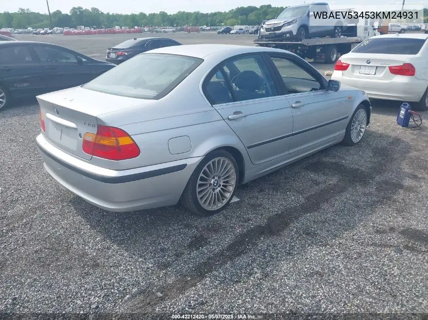 2003 BMW 330I VIN: WBAEV53453KM24931 Lot: 42212420