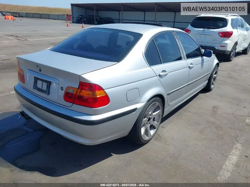 2003 BMW 330Xi VIN: WBAEW53403PG10105 Lot: 42215273