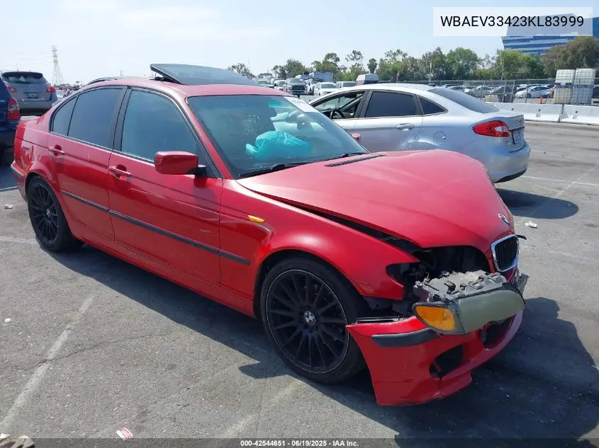 2003 BMW 325I VIN: WBAEV33423KL83999 Lot: 42544651
