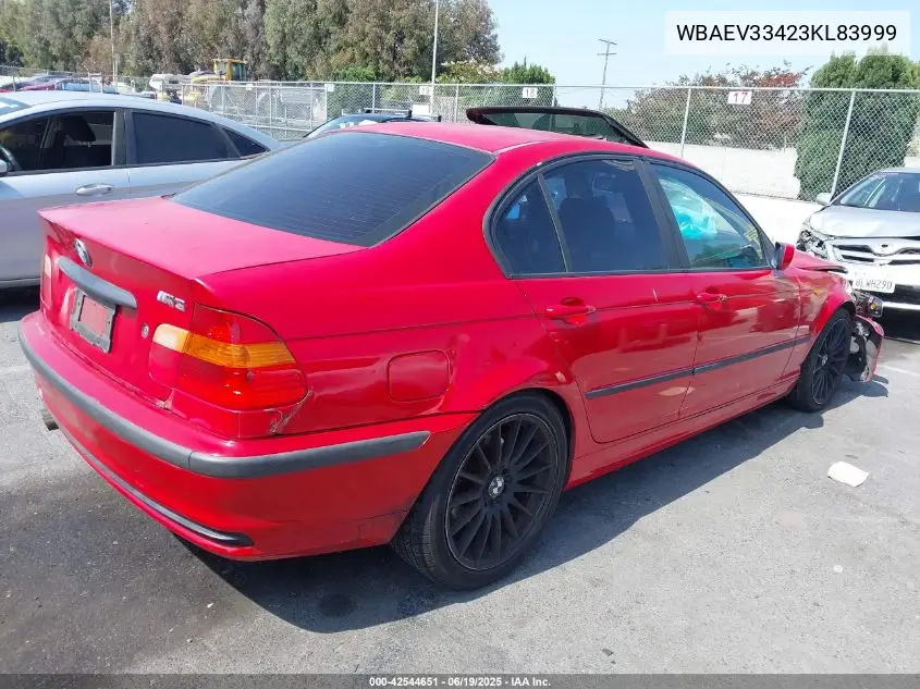 2003 BMW 325I VIN: WBAEV33423KL83999 Lot: 42544651