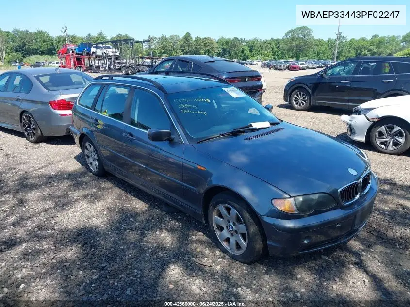 2003 BMW 325Xit VIN: WBAEP33443PF02247 Lot: 42560000