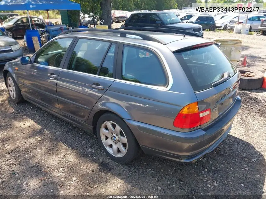 2003 BMW 325Xit VIN: WBAEP33443PF02247 Lot: 42560000