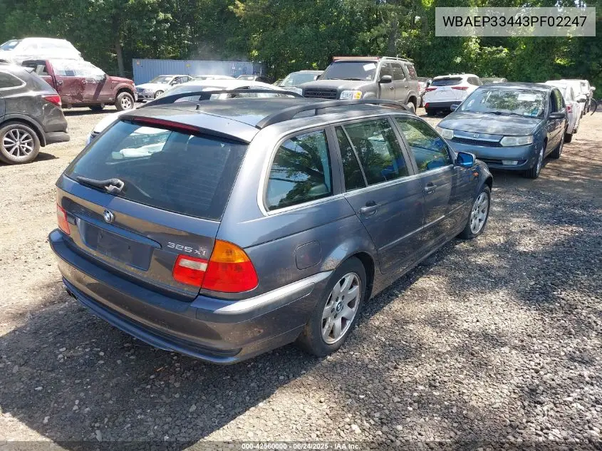 2003 BMW 325Xit VIN: WBAEP33443PF02247 Lot: 42560000