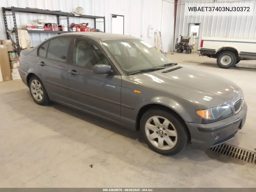 2003 BMW 325I VIN: WBAET37403NJ30372 Lot: 42626576