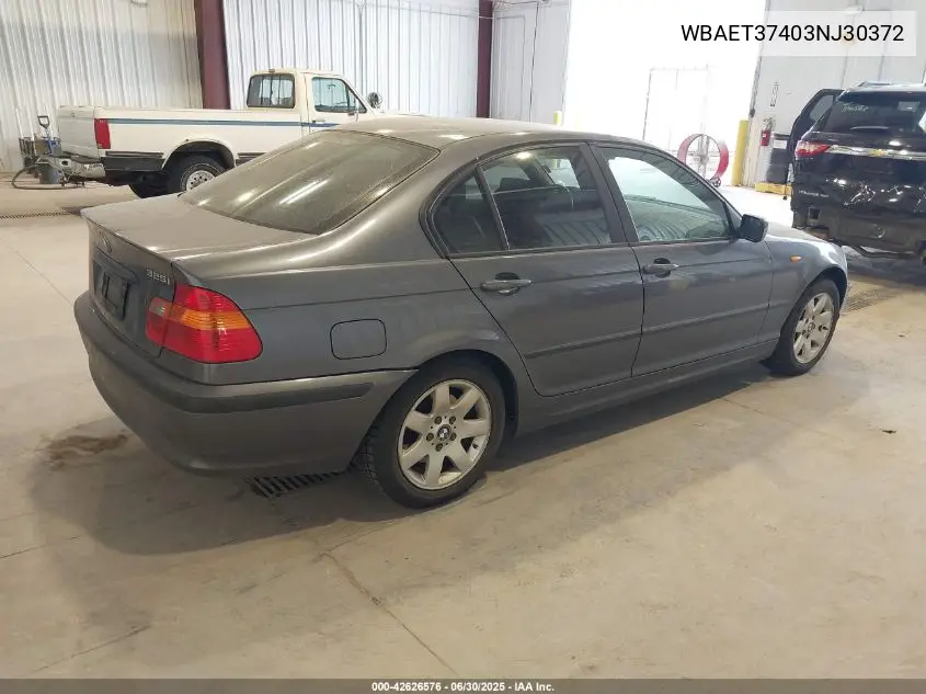 2003 BMW 325I VIN: WBAET37403NJ30372 Lot: 42626576