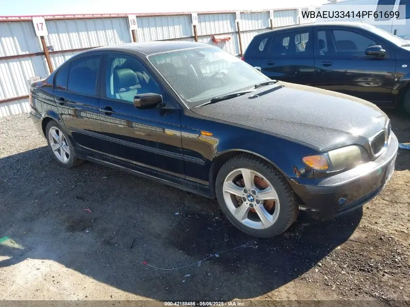 2004 BMW 325Xi VIN: WBAEU33414PF61699 Lot: 42188486