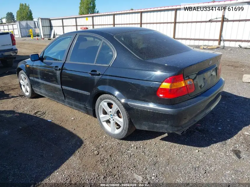 2004 BMW 325Xi VIN: WBAEU33414PF61699 Lot: 42188486