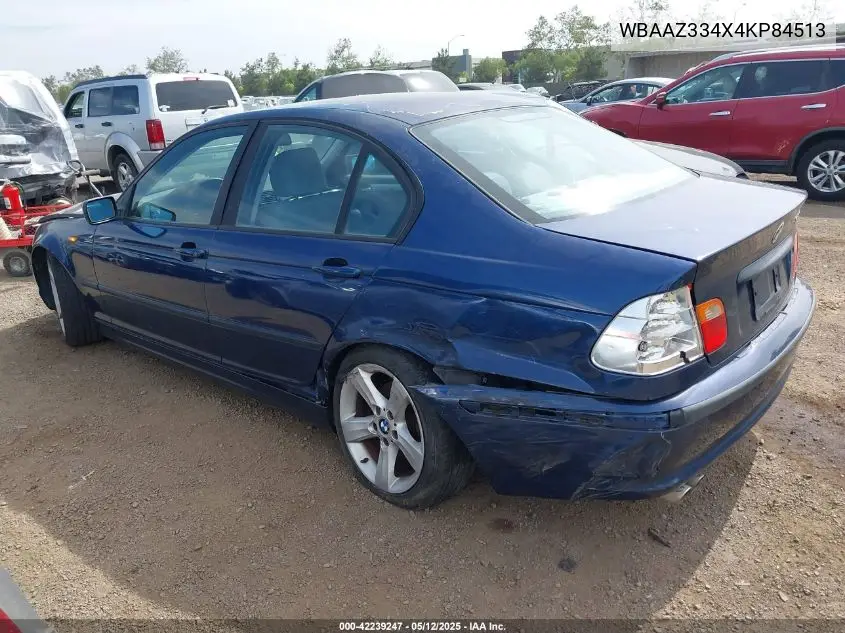 2004 BMW 325I VIN: WBAAZ334X4KP84513 Lot: 42239247