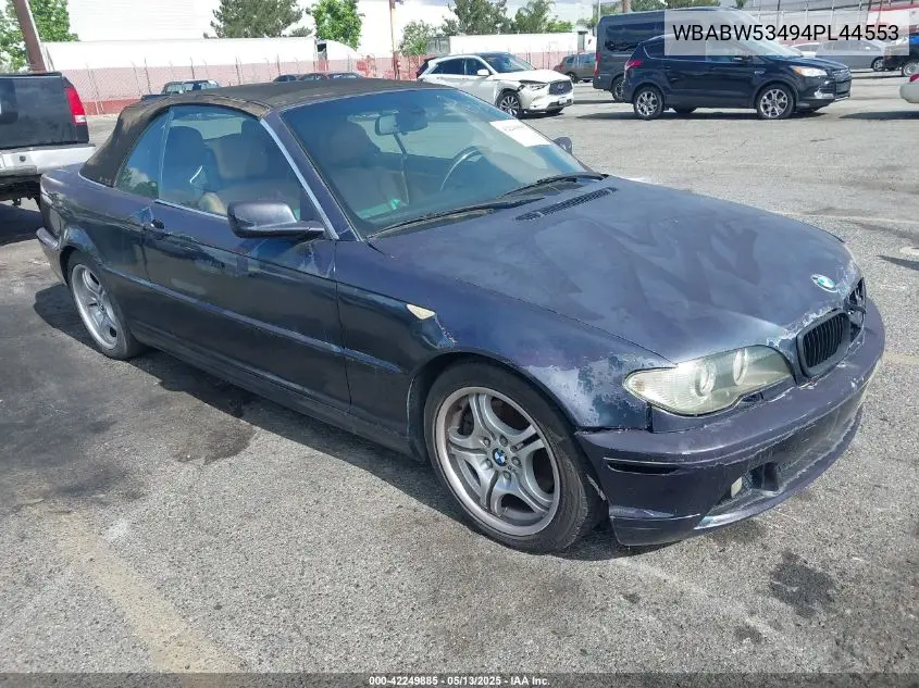 2004 BMW 330Ci Ci VIN: WBABW53494PL44553 Lot: 42249885