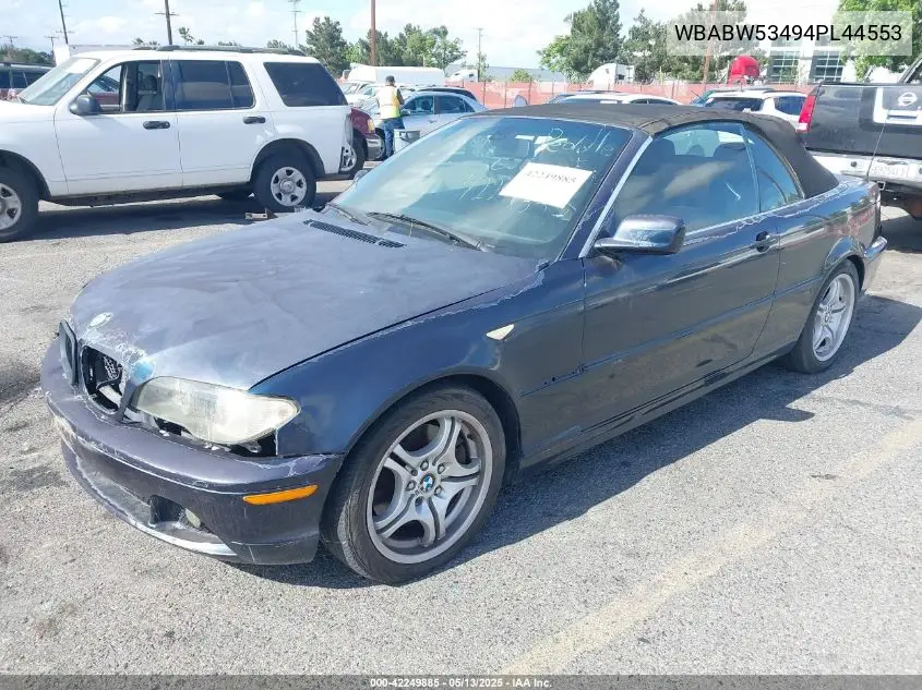 2004 BMW 330Ci Ci VIN: WBABW53494PL44553 Lot: 42249885