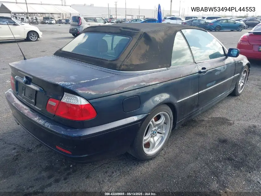 2004 BMW 330Ci Ci VIN: WBABW53494PL44553 Lot: 42249885