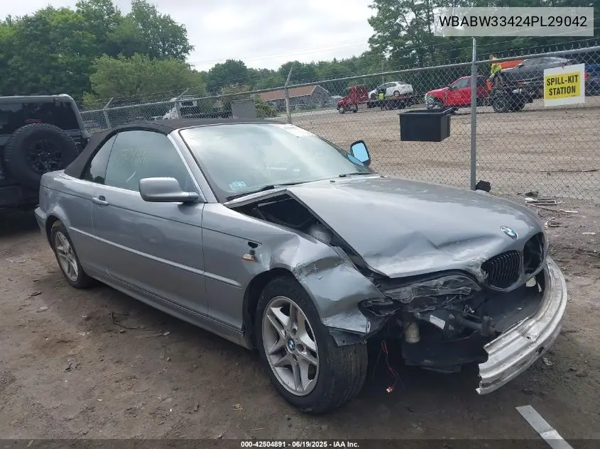 2004 BMW 325 VIN: WBABW33424PL29042 Lot: 42504891