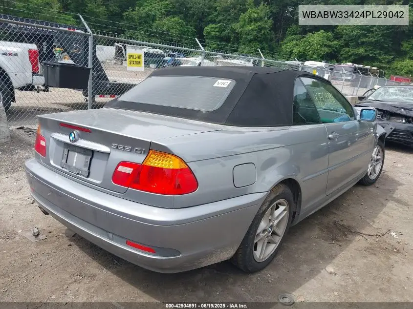 2004 BMW 325 VIN: WBABW33424PL29042 Lot: 42504891